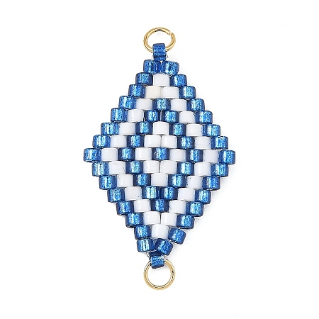Glass Seed Beads Connector Charms PALLOY-MZ01416-01-1