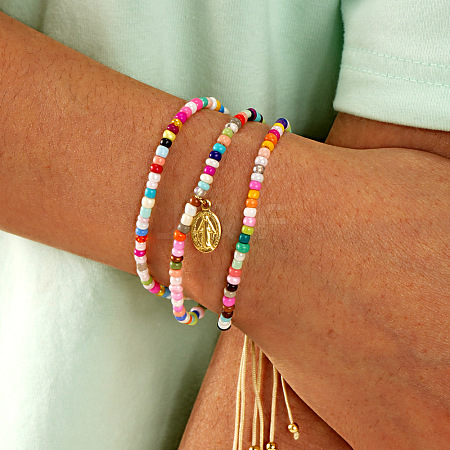 Bohemian Style Glass Seed Braided Bead Bracelets FH1358-1