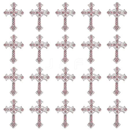 20Pcs Cross Silver Plated Zinc Alloy Cabochons MRMJ-HY0001-31-1