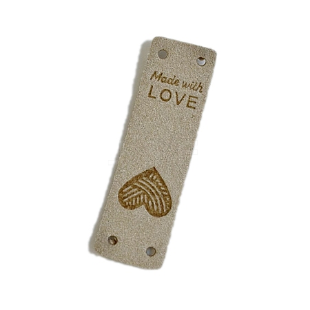 Rectangle with Heart Imitation Leather Label Tags PW-WGCF74B-03-1