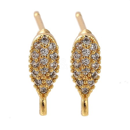 Brass Clear Cubic Zirconia Stud Earrings Finding for Women EJEW-B107-12G-1