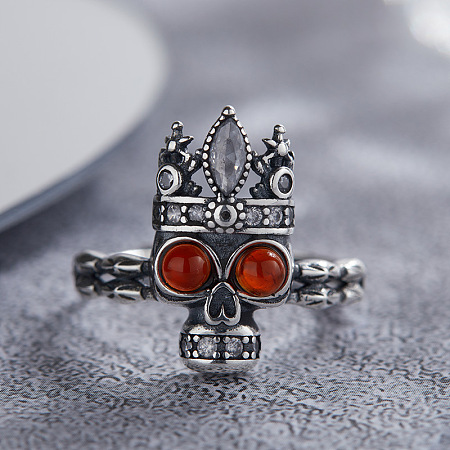 925 Sterling Silver with Natural Carnelian Finger Rings WGB2E64-10-1