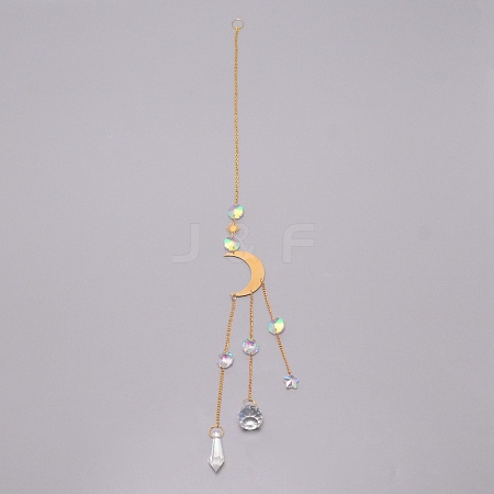 Moon Brass Wind Chime Ornament HJEW-TAC0009-03G-1