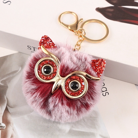 Owl Furry Pom-Pom Keychain for Women PW-WG49E57-14-1