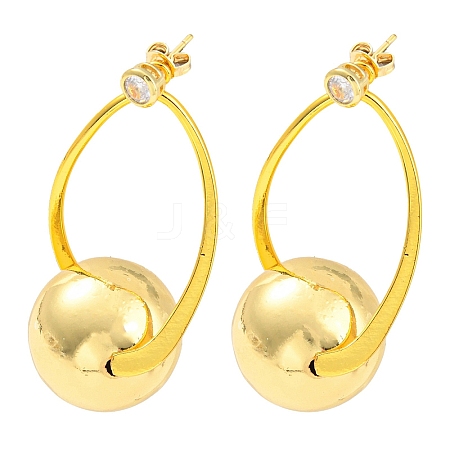 Rack Plating Brass Round Ball Dangle Stud Earrings EJEW-K245-29G-1