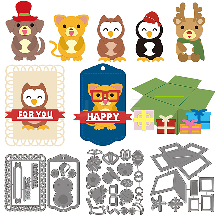 Christmas Animal Box Carbon Steel Cutting Dies Stencils DIY-WH0309-1226-1