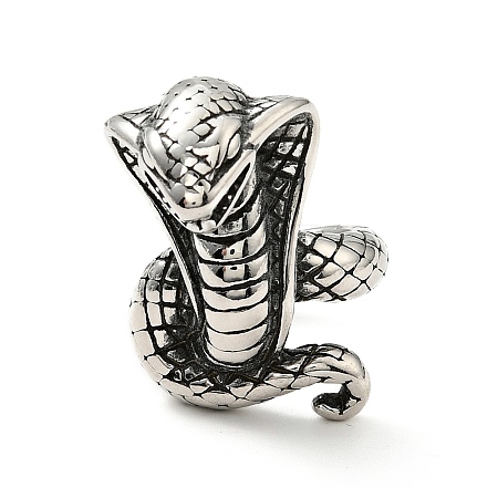 316 Stainless Steel Snake Finger Ring RJEW-C030-05A-AS-1