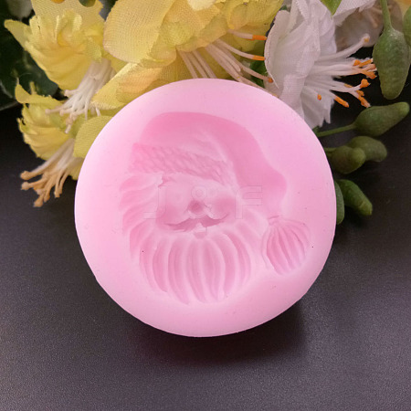 Christmas Santa Claus Head Shape DIY Food Grade Silicone Molds X-AJEW-P046-48-1