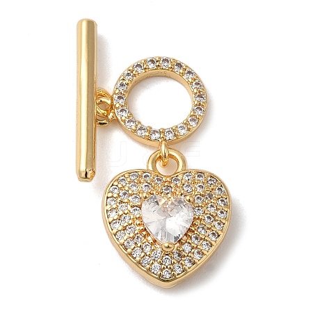 Brass Micro Pave Clear Cubic Zirconia Toggle Clasps KK-N254-82G-1