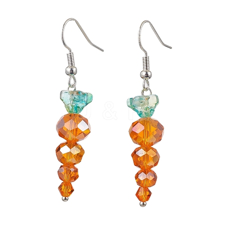 Easter Carrot Glass Dangle Earrings for Women EJEW-JE06219-1