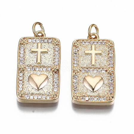 Brass Micro Pave Clear Cubic Zirconia Pendants KK-S356-233G-NF-1