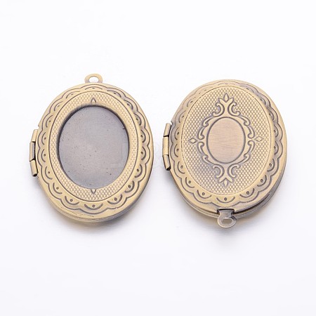 Romantic Valentines Day Ideas for Him with Your Photo Brass Locket Pendants ECF133-3AB-1