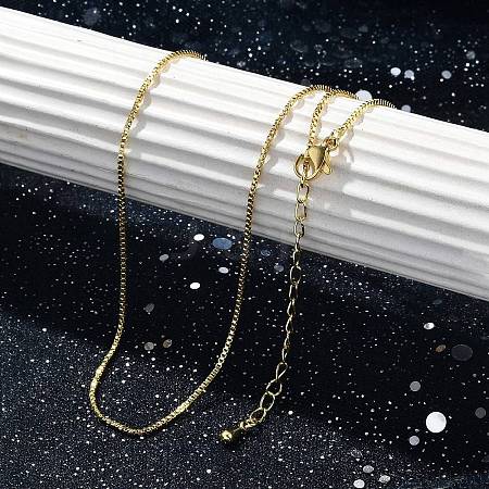 Rack Plating 1MM Brass Box Chain Necklaces for Women NJEW-H049-02G-1