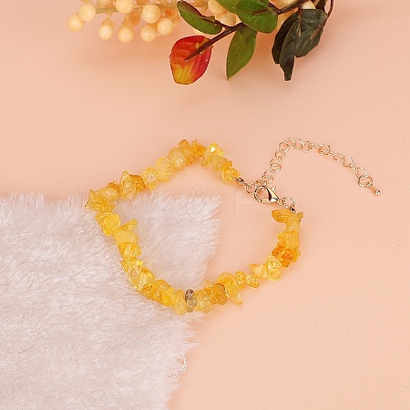 Natural Citrine Chips Link Bracelets for Women PW-WG54EEB-01-1