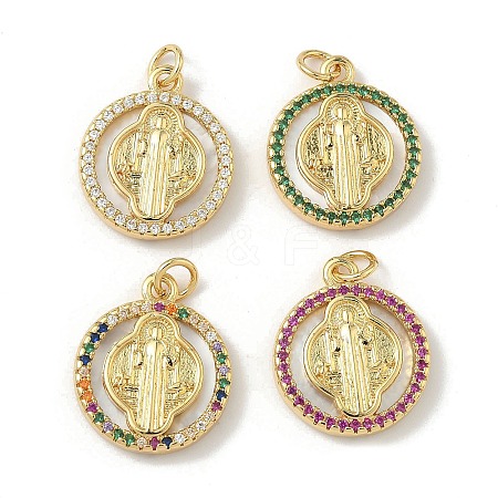 Brass Micro Pave Cubic Zirconia with Shell Pendants KK-Z115-04G-1
