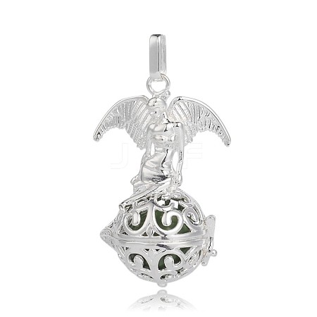 Silver Color Plated Brass Hollow Round Cage Pendants LS-KK-J248-05S-1
