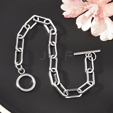 Tarnish Resistant 304 Stainless Steel Paperclip Chain Bracelets BJEW-O186-03P-1