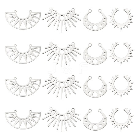 DICOSMETIC 16Pcs 4 Style 201 Stainless Steel Laser Cut Pendants STAS-DC0005-47-1