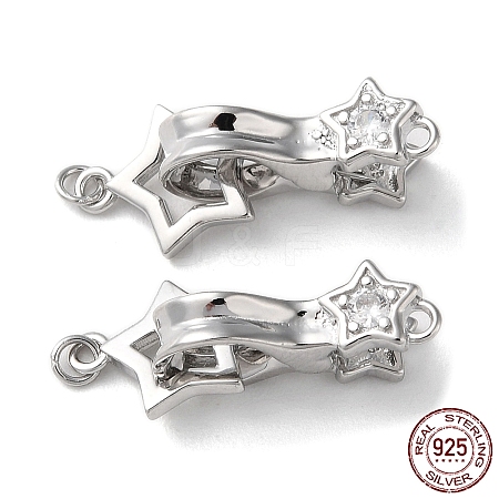 Rhodium Plated 925 Sterling Silver Fold Over Clasps STER-D005-10P-1