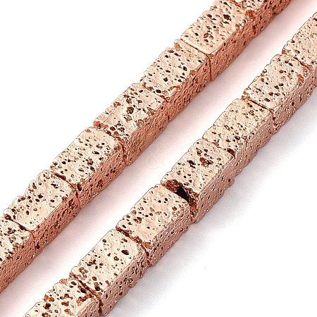 Electroplated Natural Lava Rock Beads Strands G-I360-K01-03-1