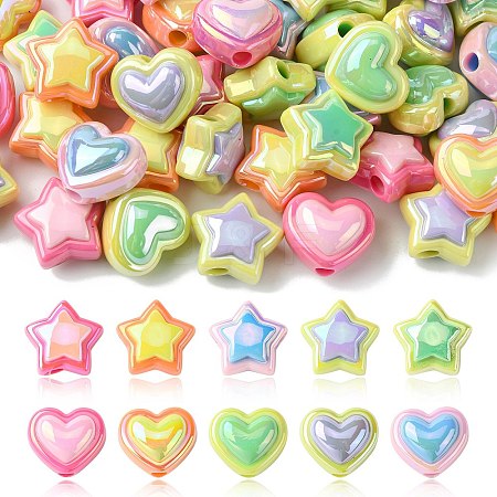 50Pcs 10 Styles Opaque Acrylic Beads OACR-CJ0001-88-1
