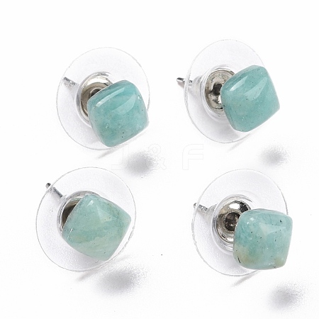 Natural Amazonite Ear Studs EJEW-K091-01P-05-1