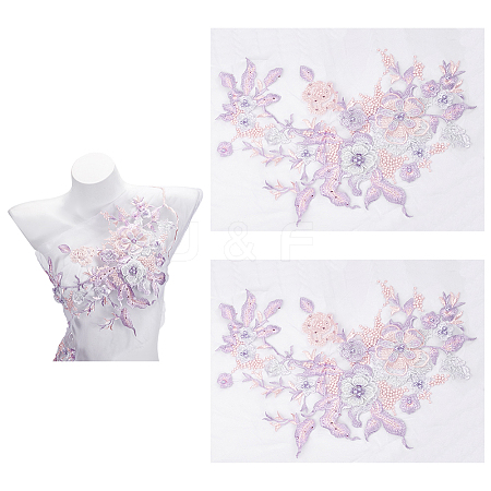 3D Flower Beading Polyster Embroidery Ornaments Accessories DIY-WH0622-001B-1