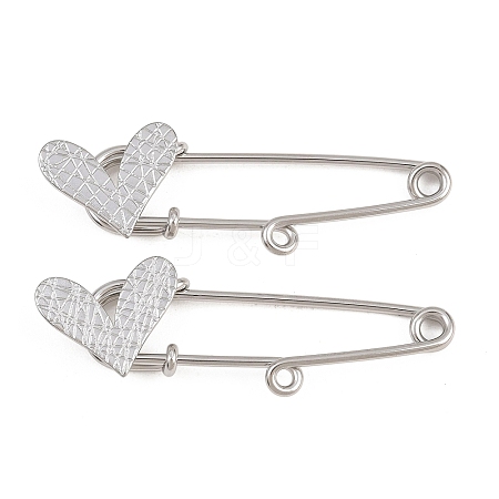 Crisscross Heart 304 Stainless Steel Safety Pins Brooch Findings SA-CBA098D-15E-P01-1
