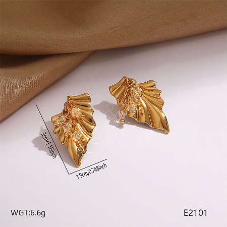304 Stainless Steel Glass Stud Earrings WG0C5DC-02-1