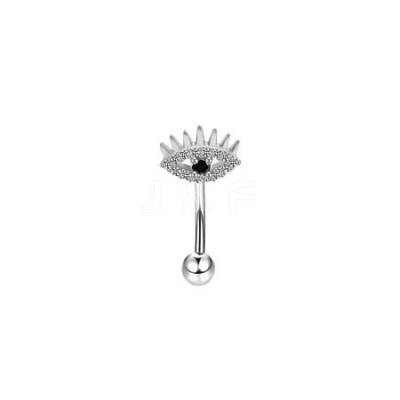 Eye 304 Stainless Steel Cubic Zirconia Eyebrow Barbell Rings WGF5FAC-08-1