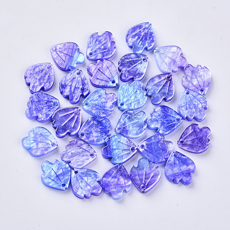  Jewelry Beads Findings Cellulose Acetate(Resin) Pendants, with Glitter Powde, Rainbow Gradient Mermaid Pearl Style, Fish, Lilac, 15x13x3mm, Hole: 1.2mm
