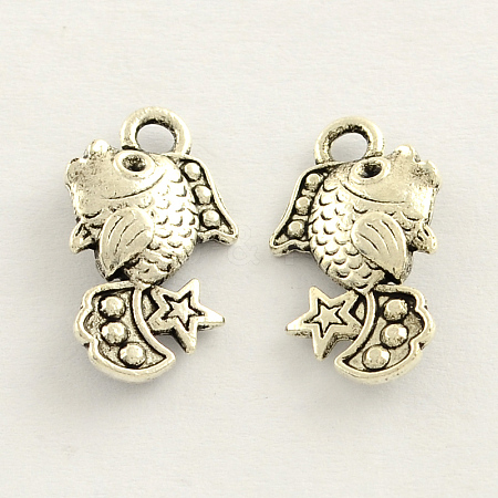 3D Fish Tibetan Style Zinc Alloy Charms TIBEP-Q033-139-1