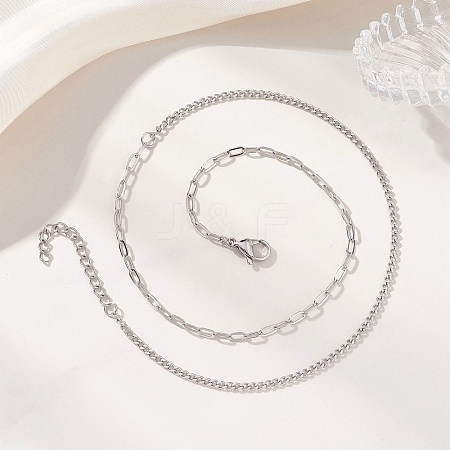 304 Stainless Steel Twisted Chain Paperclip Chain Necklaces NJEW-JN05781-01-1