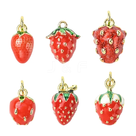 6Pcs 6 Styles Brass Enamel Pendants KK-CJ0003-69-1