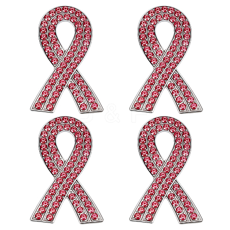 4Pcs Awareness Ribbon Rhinestone Pins JEWB-GO0001-22-1
