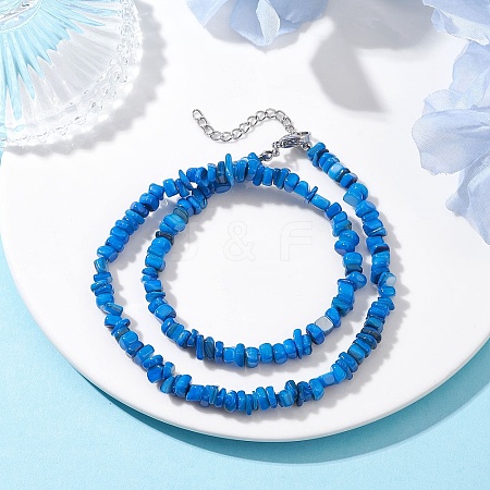 Dyed Natural Freshwater Shell Nuggets Beaded Necklaces NJEW-JN05580-03-1