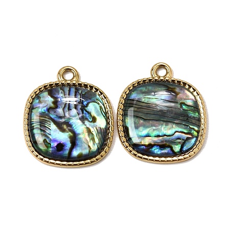 304 Stainless Steel & Natural Paua Shell Pendants SH-CBA7184-01A-G-1