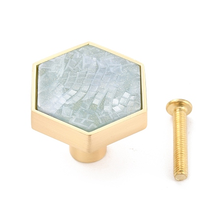 Hexagon with Marble Pattern Brass Box Handles & Knobs LS-DIY-P054-C01-1