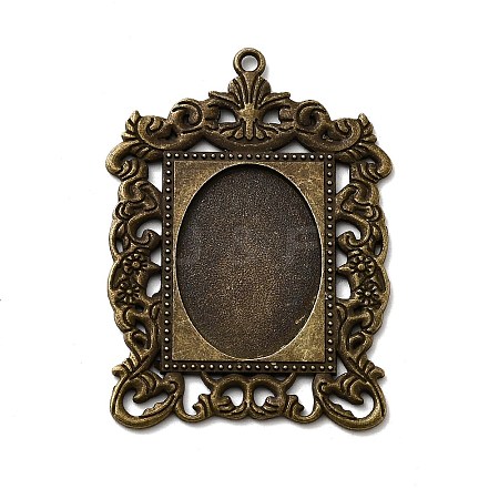 Rectangle Tibetan Style Alloy Big Pendant Cabochon Settings PALLOY-K109-77AB-NR-1