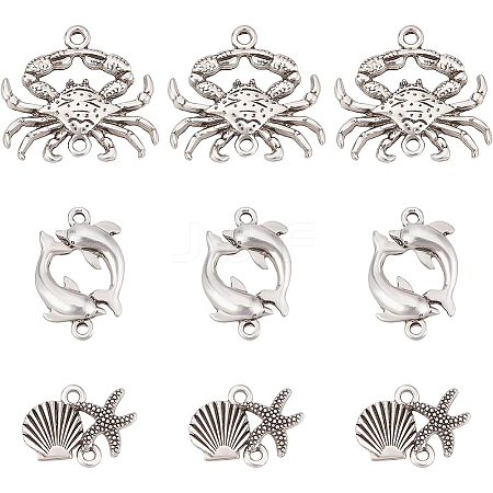 BENECREAT 18Pcs 3 Styles Tibetan Style Alloy Connector Charms TIBE-BC0001-01-1