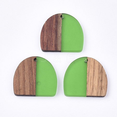Resin & Walnut Wood Semi Circle Pendants RESI-T035-07C-1