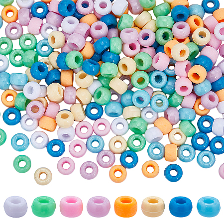 SUNNYCLUE 800Pcs 8 Colors Opaque Plastic Beads KY-SC0001-87-1
