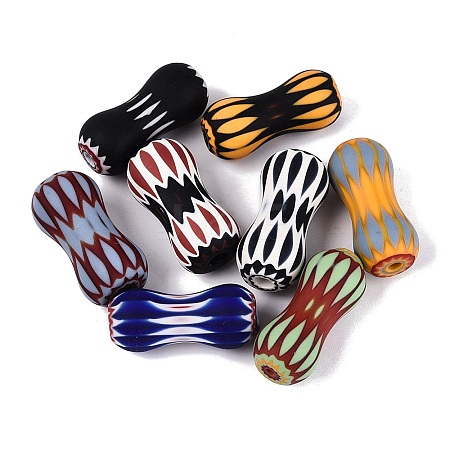 Handmade Millefiori Glass Bone Shape Beads LA-N002-38B-1