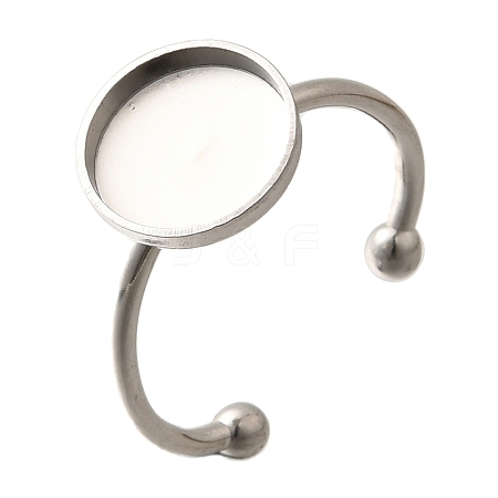 304 Stainless Steel Open Cuff Ring Components STAS-M057-01D-P-1