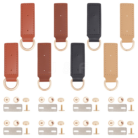 WADORN 8 Sets 4 Colors Alloy D Ring Clasps with PU Leather Tab FIND-WR0010-68-1