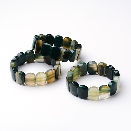 Natural Agate Beaded Stretch Bracelets BJEW-G502-02-1