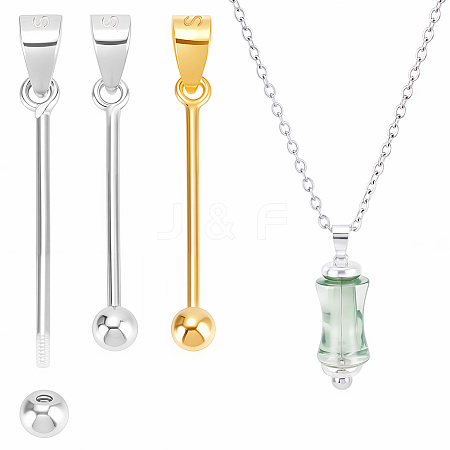4Pcs 2 Colors Rhodium Plated 925 Sterling Silver Locket Style Planet Pinch Bails STER-SC0001-71B-1