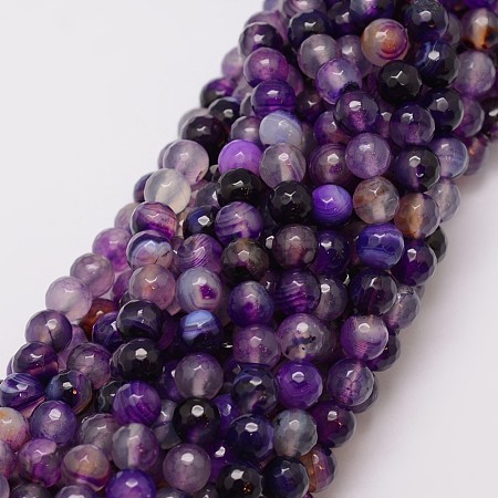 Natural Striped Agate/Banded Agate Bead Strands G-G882-8mm-D02-3-1