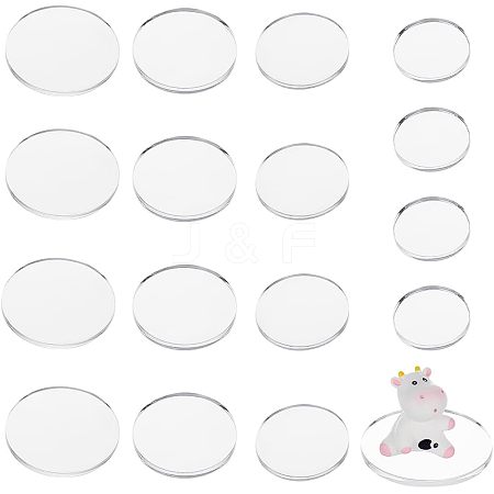 Olycraft 16Pcs 4 Style Flat Round Acrylic Display Base ODIS-OC0001-66-1