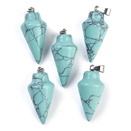 Synthetic Turquoise Gemstone Pointed Pendants G-K384-01P-03-1